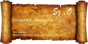 Szvatkó Oszvald névjegykártya