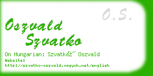 oszvald szvatko business card